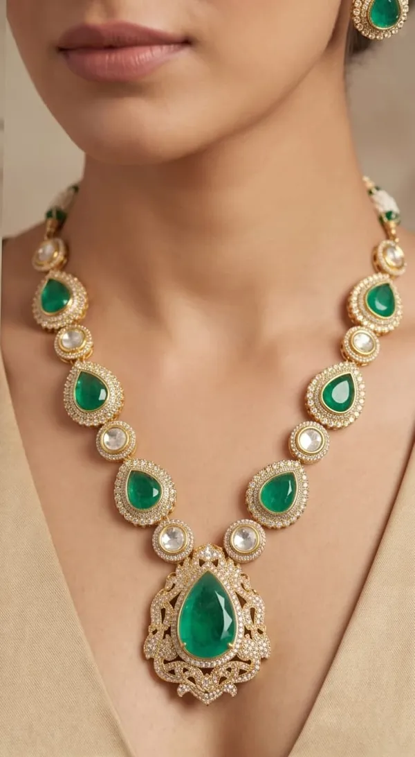Gold_Toned_Green_Kundan_Polki_Statement_Necklace_Set