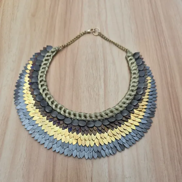 Multi-Layered_Statement_Necklace_With_Scale_Design_In_Blue_And_Gold