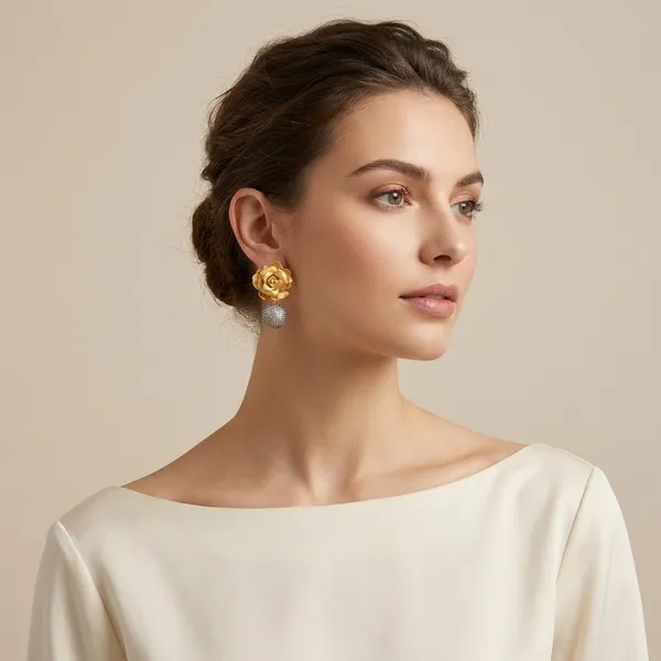 Yellow_Rose_Drop_Earrings_With_Crystal_Ball_Danglers