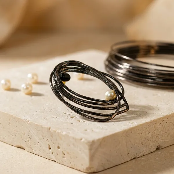 Abstract_Wire_Face_Earrings_With_Pearl_Accents_-_Modern_Art_Statement_Jewelry
