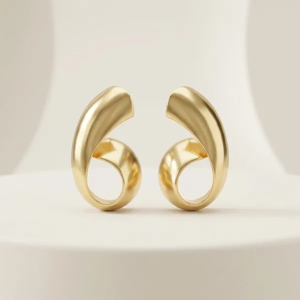 Gold-Toned_Matt_Finish_Curved_Stud_Earrings