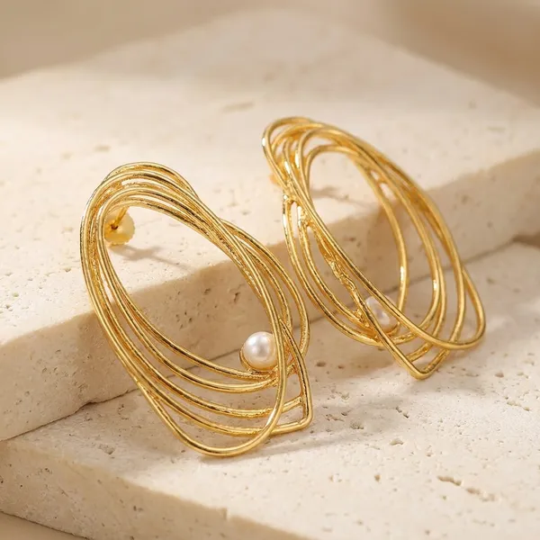 Gold_Tone_Multi-Loop_Statement_Earrings_With_Pearl_Accents