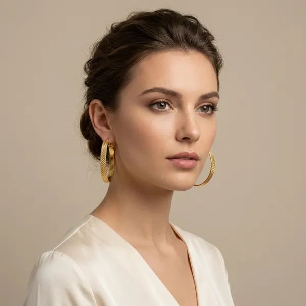 Gold-Plated_Textured_Hoop_Earrings_For_Women