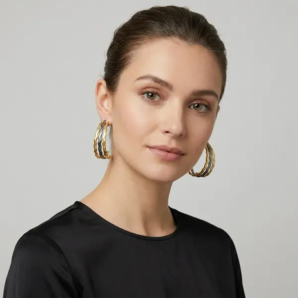 Tri-Tone_Wavy_Drop_Earrings_For_Women