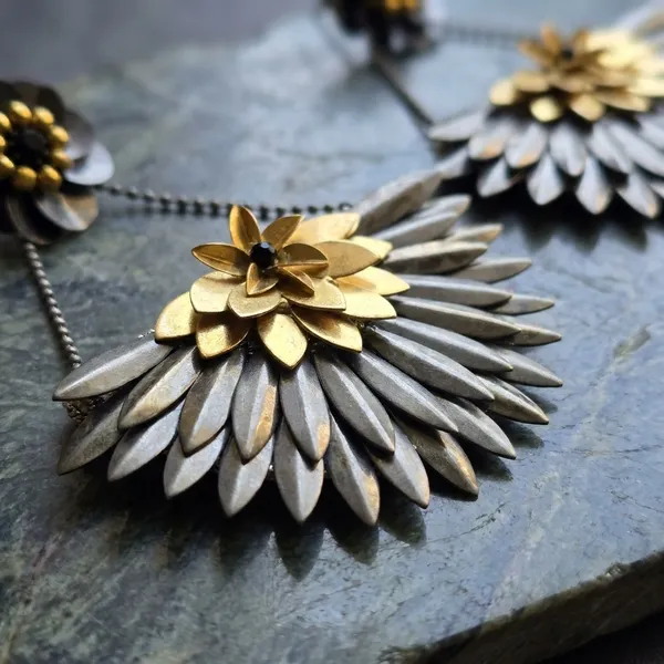 Handcrafted_Floral_Statement_Earrings_With_Chain_Drop_Design