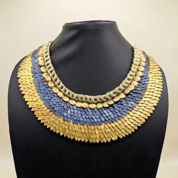Ethnic_Multi-Layered_Statement_Necklace_Set_With_Blue_And_Gold_Disc_Design
