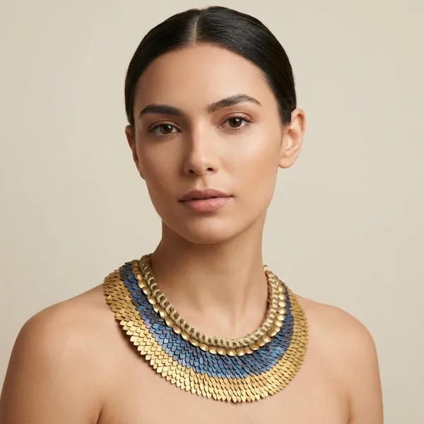 Ethnic_Multi-Layered_Statement_Necklace_Set_With_Blue_And_Gold_Disc_Design