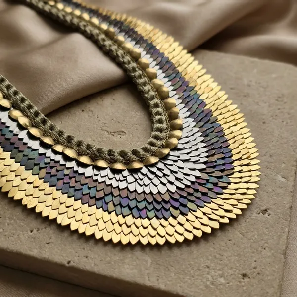 Multi-Layered_Statement_Necklace_With_Gold_And_Metallic_Disc_Design