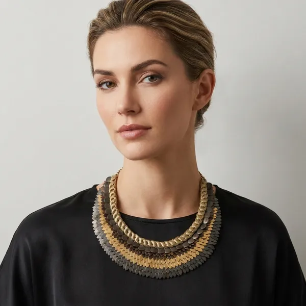 Multi-Layered_Statement_Necklace_With_Scale_Design_In_Blue_And_Gold