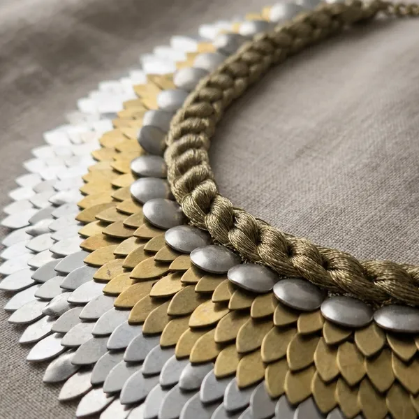 Metallic_Multi-Layered_Statement_Necklace_With_Textured_Disc_Detailing