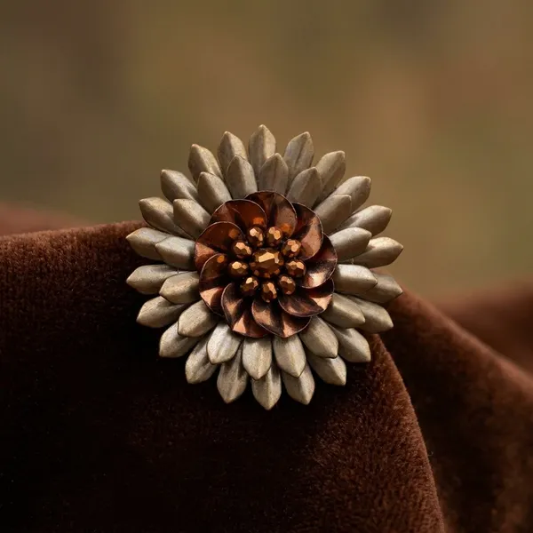 Metallic_Sunflower_Stud_Earrings_With_Crystal_Center