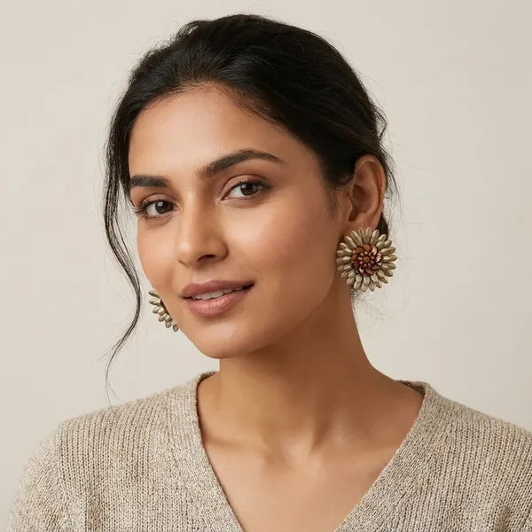 Metallic_Sunflower_Stud_Earrings_With_Crystal_Center