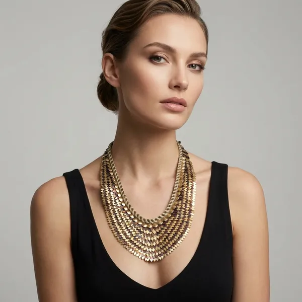 Multi-Layered_Golden_Disc_Statement_Necklace