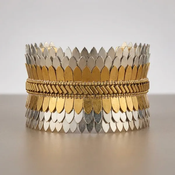 Gold_And_Silver_Tone_Layered_Leaf_Bracelet