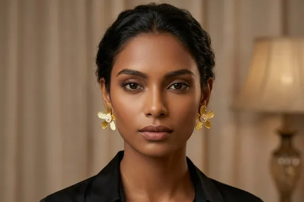 Gold-Tone_Floral_Stud_Earrings_With_Pearl_Center