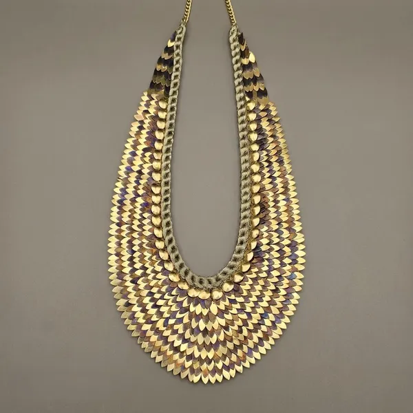 Multi-Layered_Golden_Disc_Statement_Necklace