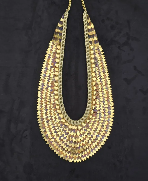 Multi-Layered_Golden_Disc_Statement_Necklace
