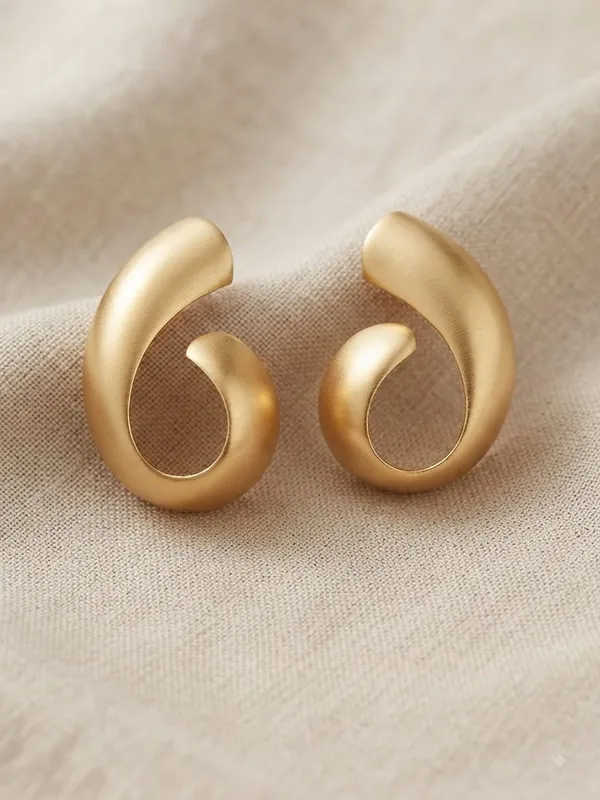Gold-Toned_Matt_Finish_Curved_Stud_Earrings