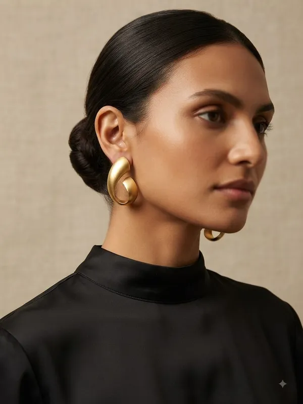 Gold-Toned_Matt_Finish_Curved_Stud_Earrings