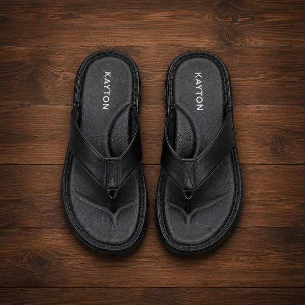 Black_Real_Leather_Casual_Wear_Slide_Sandals_For_Men