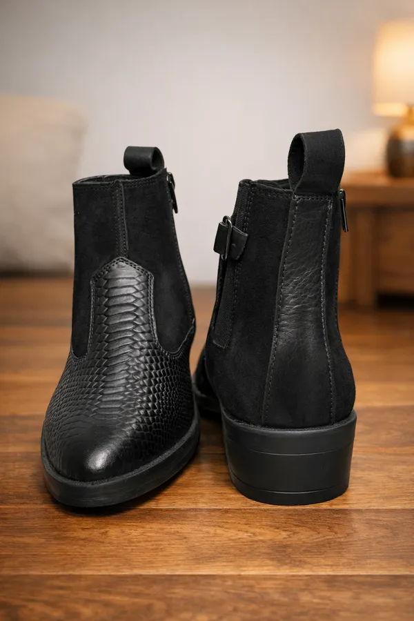 Black_Real_Leather_Casual_Wear_Chelsea_Boots_For_Women