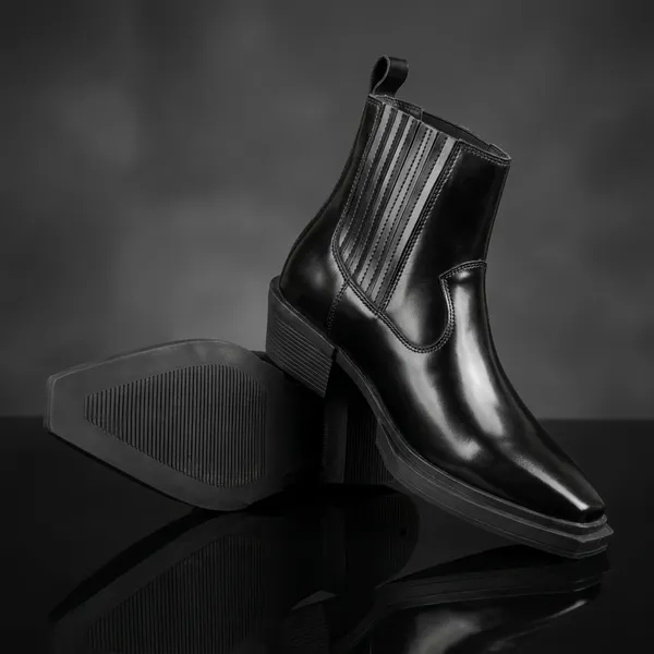Black_Real_Leather_Casual_Wear_Chelsea_Boots_For_Women