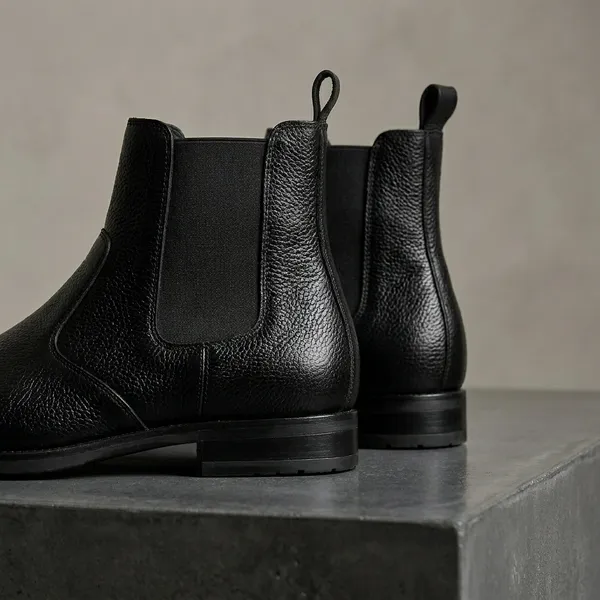 Black_Real_Leather_Casual_Wear_Ankle_Boots_For_Women