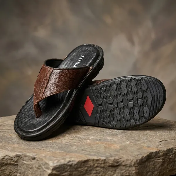 Brown_Real_Leather_Casual_Wear_Slide_Sandals_For_Men