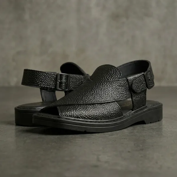 Black_Real_Leather_Casual_Wear_Sandals_For_Men