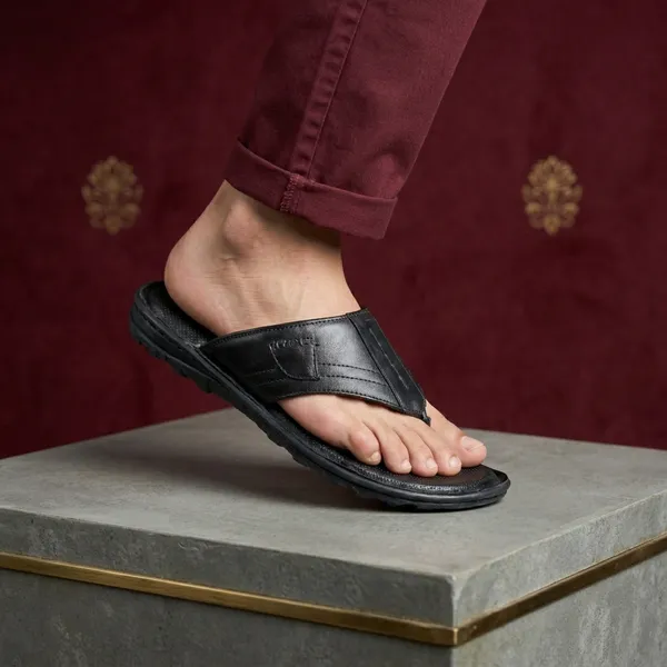 Black_Real_Leather_Casual_Wear_Slide_Sandals_For_Men