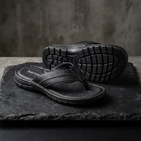Black_Real_Leather_Casual_Wear_Slide_Sandals_For_Men