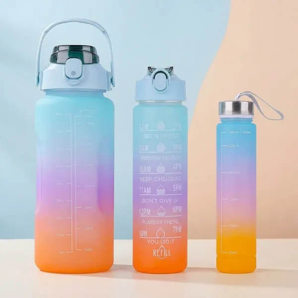 Multicolor_3_Pcs_Motivational_Leak_Proof_Tritan_Water_Bottles_(2000Ml,900Ml,300Ml)