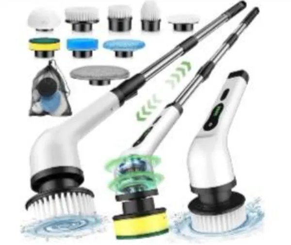 Silver_And_White_Stainless_Steel_9_In_1_Cordless_Electric_Spin_Scrubber