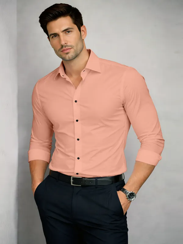 Peach_Cotton_Blend_Slim_Fit_Shirt_Men