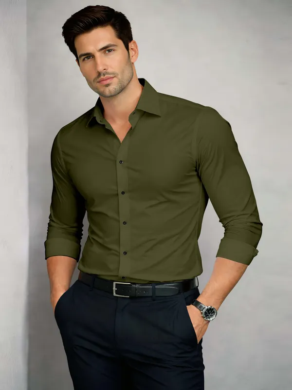 Mehendi_Cotton_Blend_Slim_Fit_Shirt_Men
