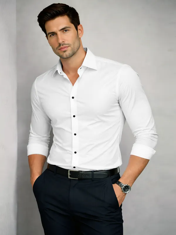 White_Cotton_Blend_Slim_Fit_Shirt_Men
