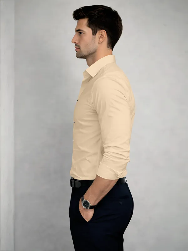 Cream_Cotton_Blend_Slim_Fit_Shirt_Men
