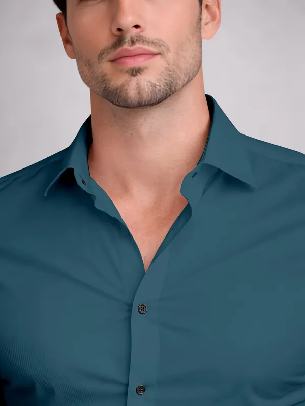 Petrol_Green_Cotton_Blend_Slim_Fit_Shirt_Men