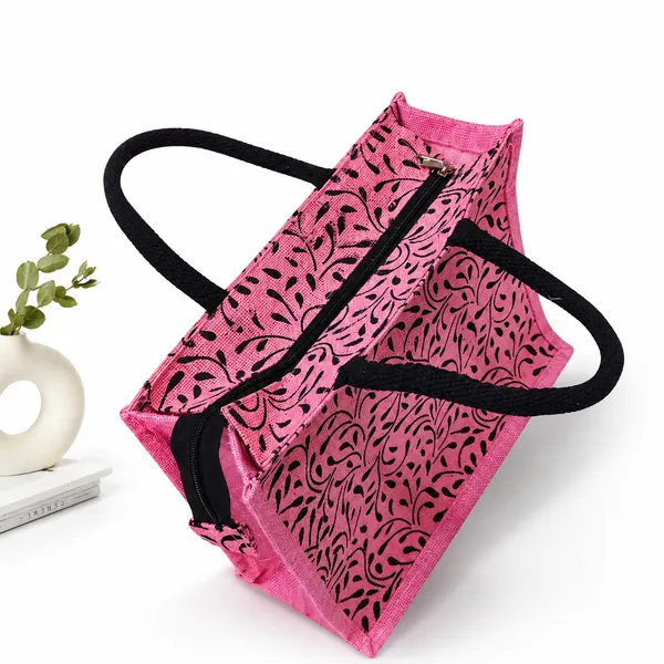Printed_Pink_Designer_Jute_Bag