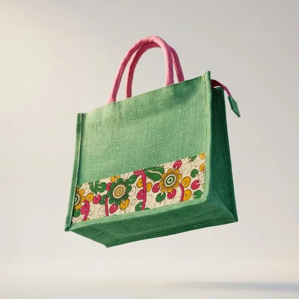 Dark_Green_Designer_Jute_Bag_with_Kalamkari
