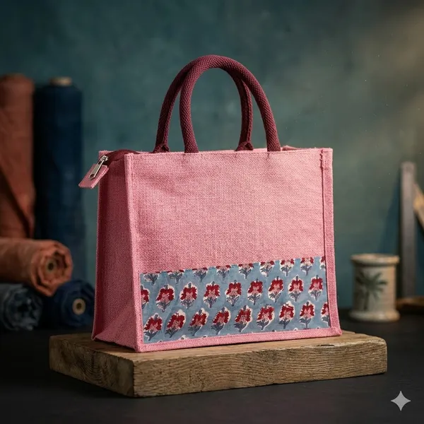 Light_Pink_Designer_Jute_Bag_with_Kalamkari