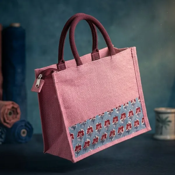 Light_Pink_Designer_Jute_Bag_with_Kalamkari