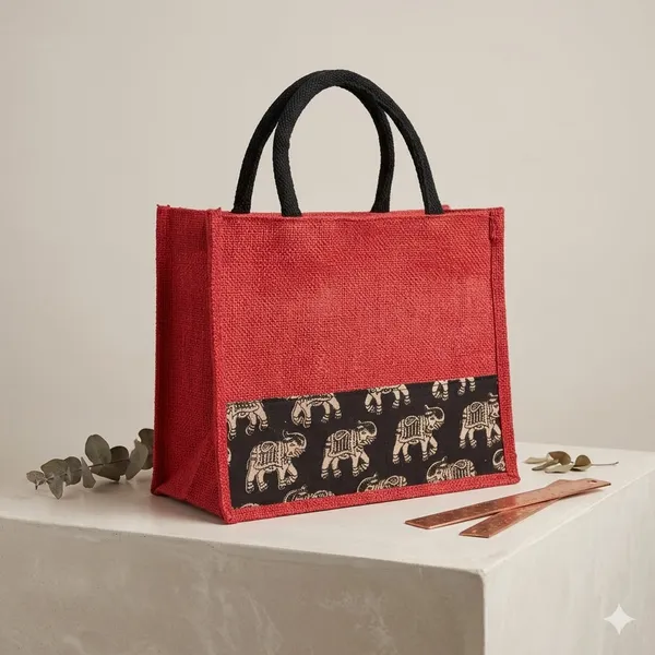 Red_Black_Designer_Jute_Bag_with_Kalamkari