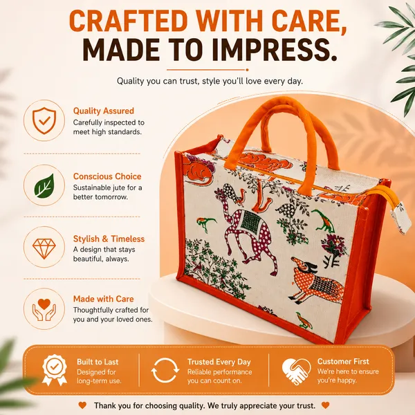 Printed_Orange_Designer_Jute_Bag
