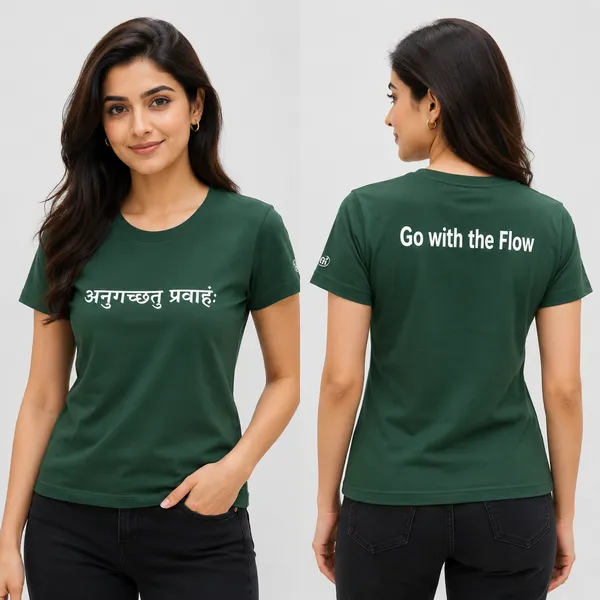 Bottle_Green_(Go_With_The_Flow)_180_Gsm_Poly_Cotton_Half_Sleeve_T-Shirt