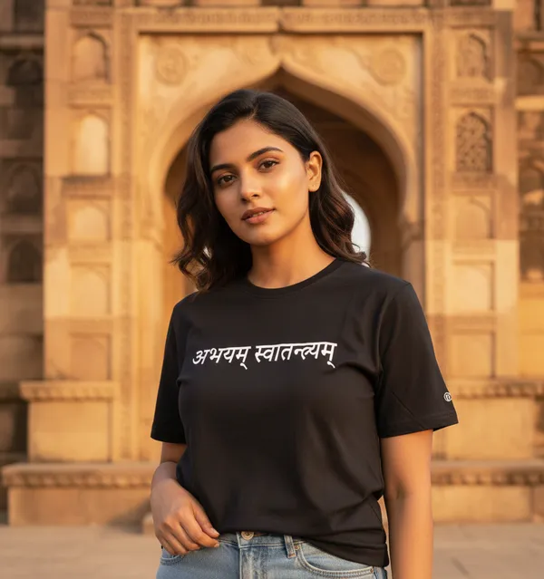 Black_(Be_Fearless_Be_Free)_180_Gsm_Poly_Cotton_Half_Sleeve_T-Shirt