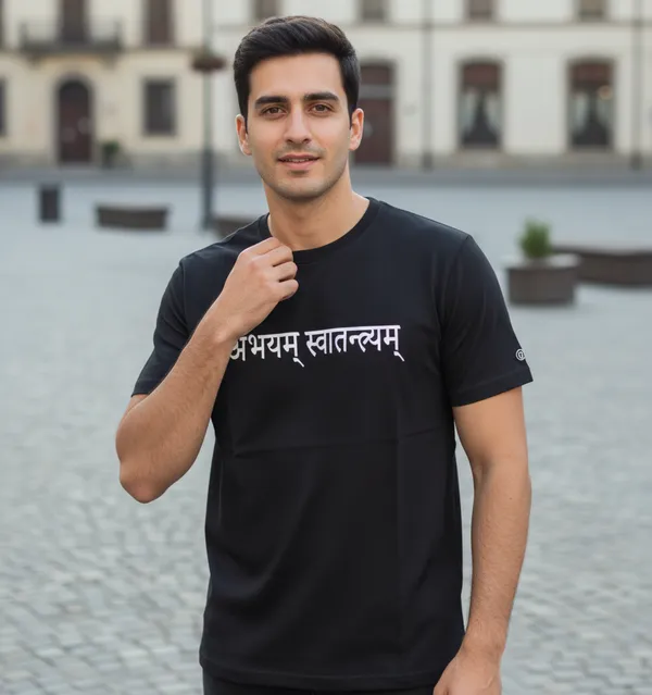 Black_(Be_Fearless_Be_Free)_180_Gsm_Poly_Cotton_Half_Sleeve_T-Shirt