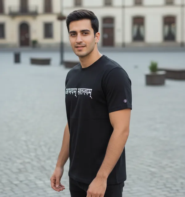Black_(Be_Fearless_Be_Free)_180_Gsm_Poly_Cotton_Half_Sleeve_T-Shirt