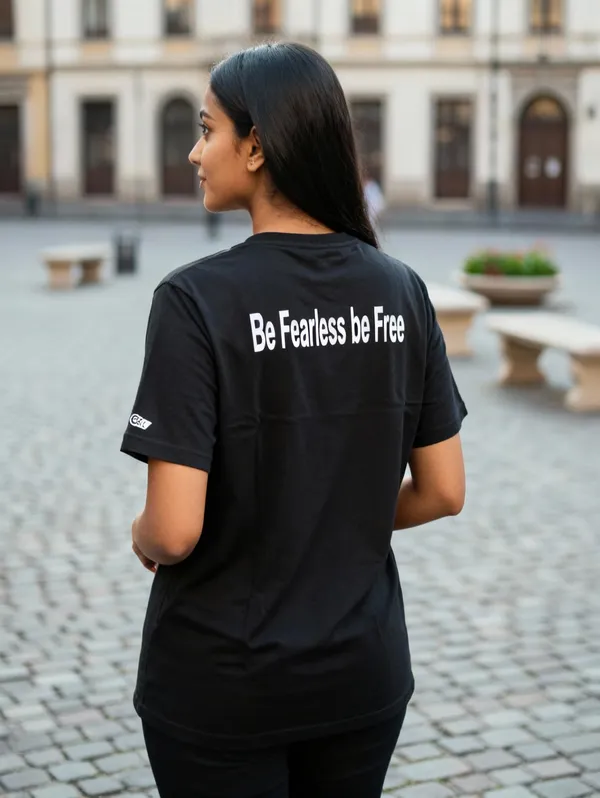 Black_(Be_Fearless_Be_Free)_180_Gsm_Poly_Cotton_Half_Sleeve_T-Shirt