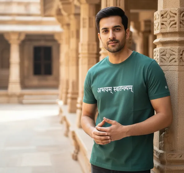 Bottle_Green_(Be_Fearless_Be_Free)_180_Gsm_Poly_Cotton_Half_Sleeve_T-Shirt